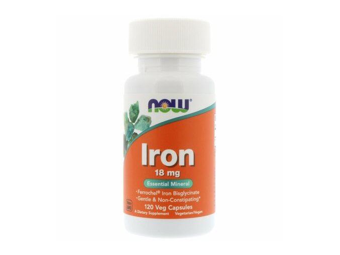 Now Foods Iron Bisglycinate Ferrochel 18mg 120vegkapsli front