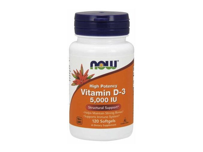 Now Foods Vitamin D3 5000 IU 120 softgel kapsli front
