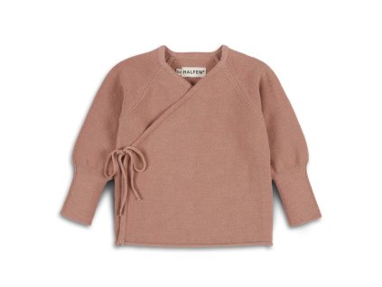 naturakid halfen detsky zavinovaci merino svetrik z jemneho upletu ruzova