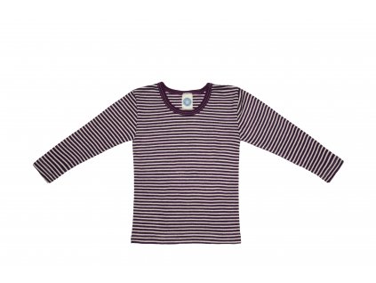 COSILANA Long-sleeved shirt made of wool and silk - striped purple