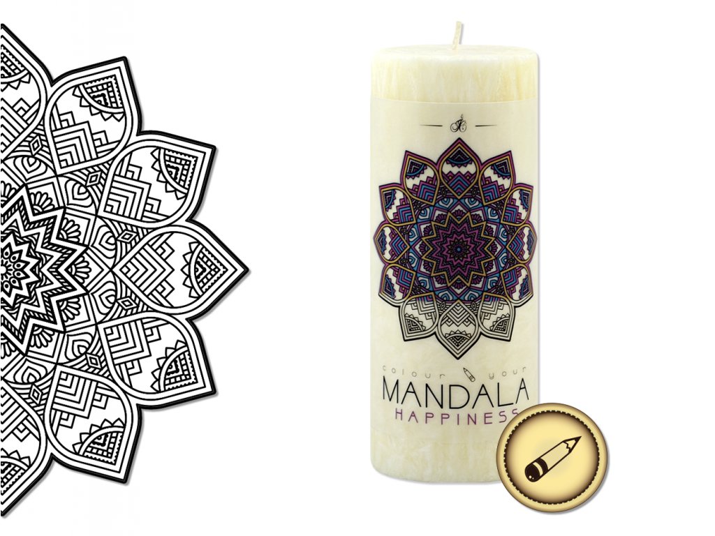 Vonná svíčka s omalovánkou - Mandala - Štěstí