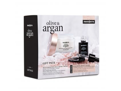 Macrovita Olive & Argan Darčekový set hya krém na tvár + Hyalurónový elixír krásy  Olive & Argan Gift set Hya cream + HYA beauty elixir