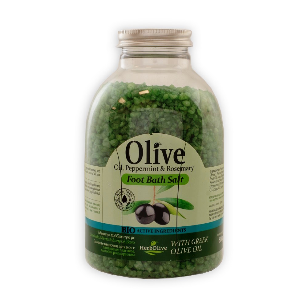 Madis Herbolive Foot bath salt with olive oil, mint & rosemary - Soľný kúpeľ na nohy  500 ml