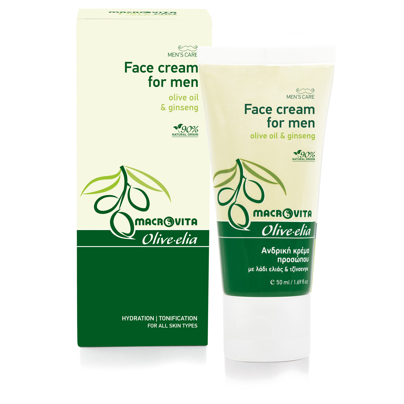 Macrovita Olive-Elia Face cream for men - Krém na tvár pre mužov s olivovým ollejom a ženšenom  50 ml