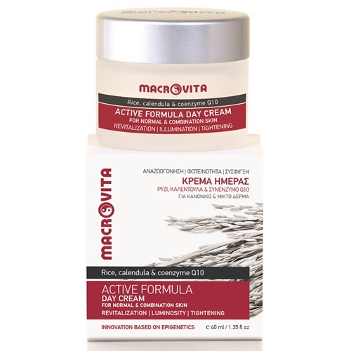 Macrovita Rice, calendula & coenyzme Q10 Active formula day cream -  Denný krém pre normálnu až zmiešanú pokožku s koenzýmom Q10  40 ml