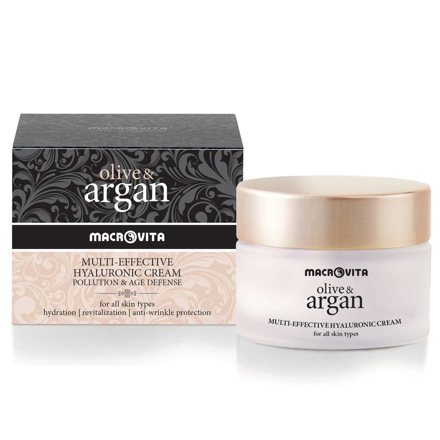 Macrovita Olive & Argan Multi-effective hyaluronic cream Pollution & Age Defense - Viacúčelový krém s kyselinou hyalurónovou  50 ml