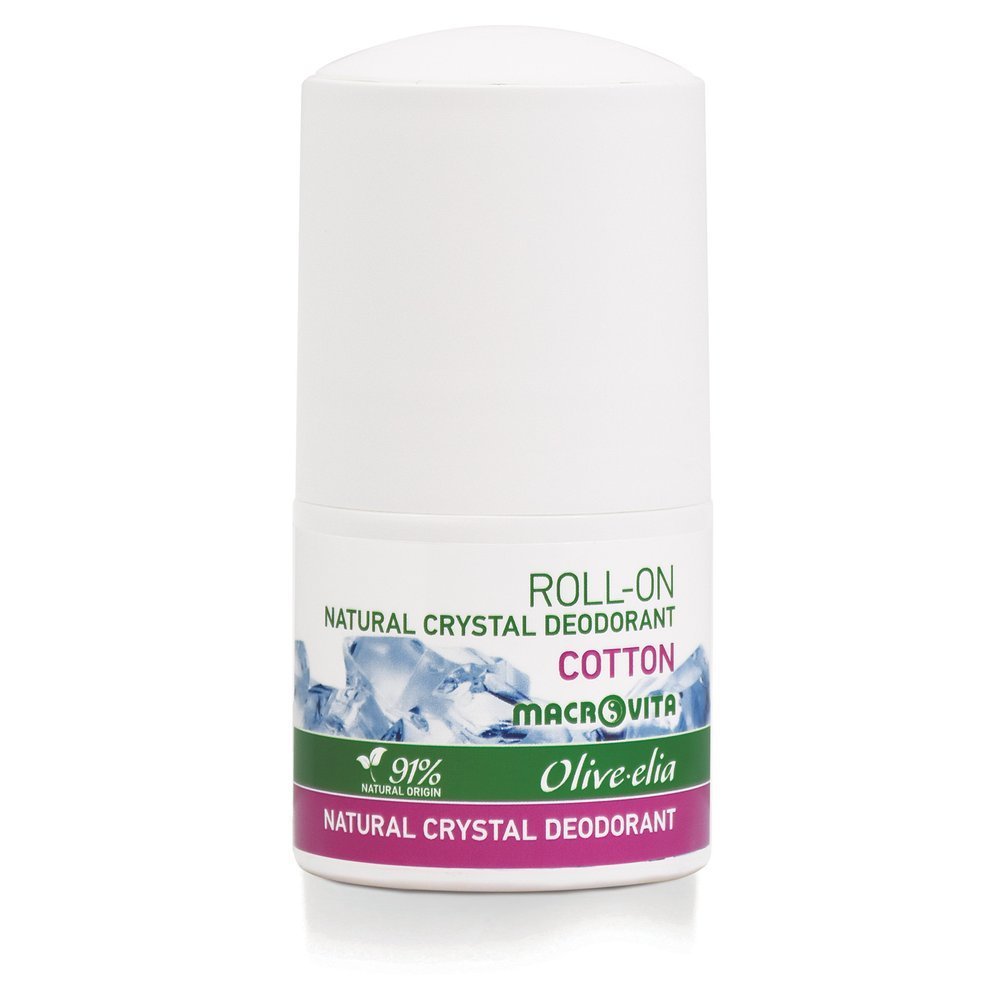 Macrovita Olive-Elia Natural crystal deodorant roll-on cotton - Prírodný guľôčkový dezodorant cotton  50 ml