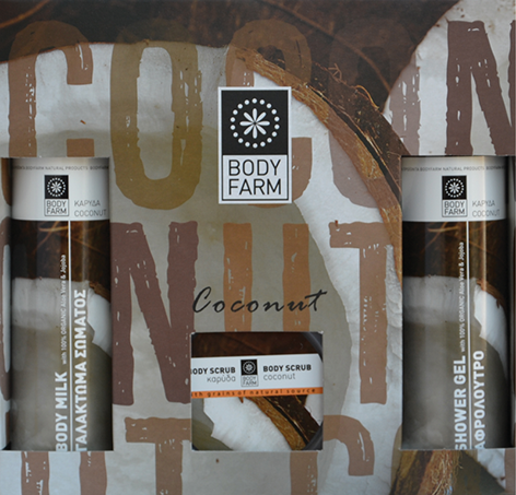 BodyFarm Gift pack coconut (SG + BM + BS) - Veľký darčekový set s kokosom I  250 ml + 250 ml + 200 ml