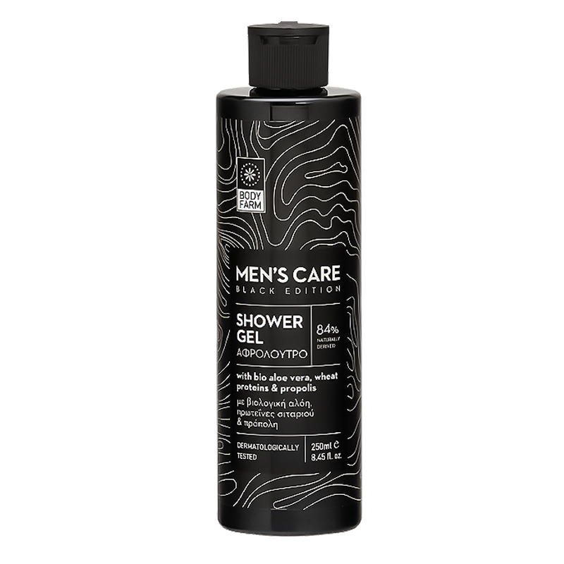 BodyFarm Shower Gel for men Black Edition - Sprchovací gél s bio aloe vera, ovs. proteínmi a propolisom  250 ml