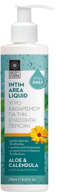 Bodyfarm Aloe and calendula liquid soap for intiamate area - Tekuté mydlo na intímnu hygienu s aloe vera a nechtíkom  250 ml