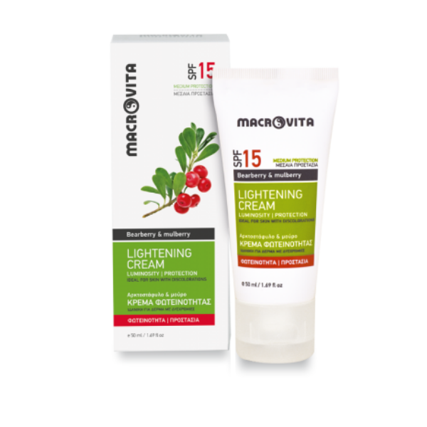 Aloe vera, panthenol & olive oil suncare line - Macrovita Macrovita Zosvetľujúci krém na tvár so SPF 15