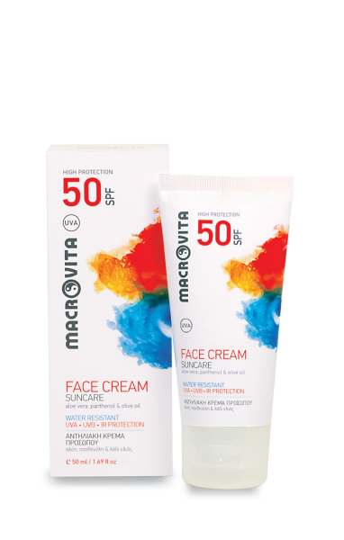 Aloe vera, panthenol & olive oil suncare line - Macrovita Macrovita Opaľovací krém na tvár SPF 50