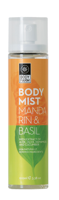 Bodyfarm Body mist basil- mandarinen - Telový sprej s bazalkou a mandarínkou  100 ml