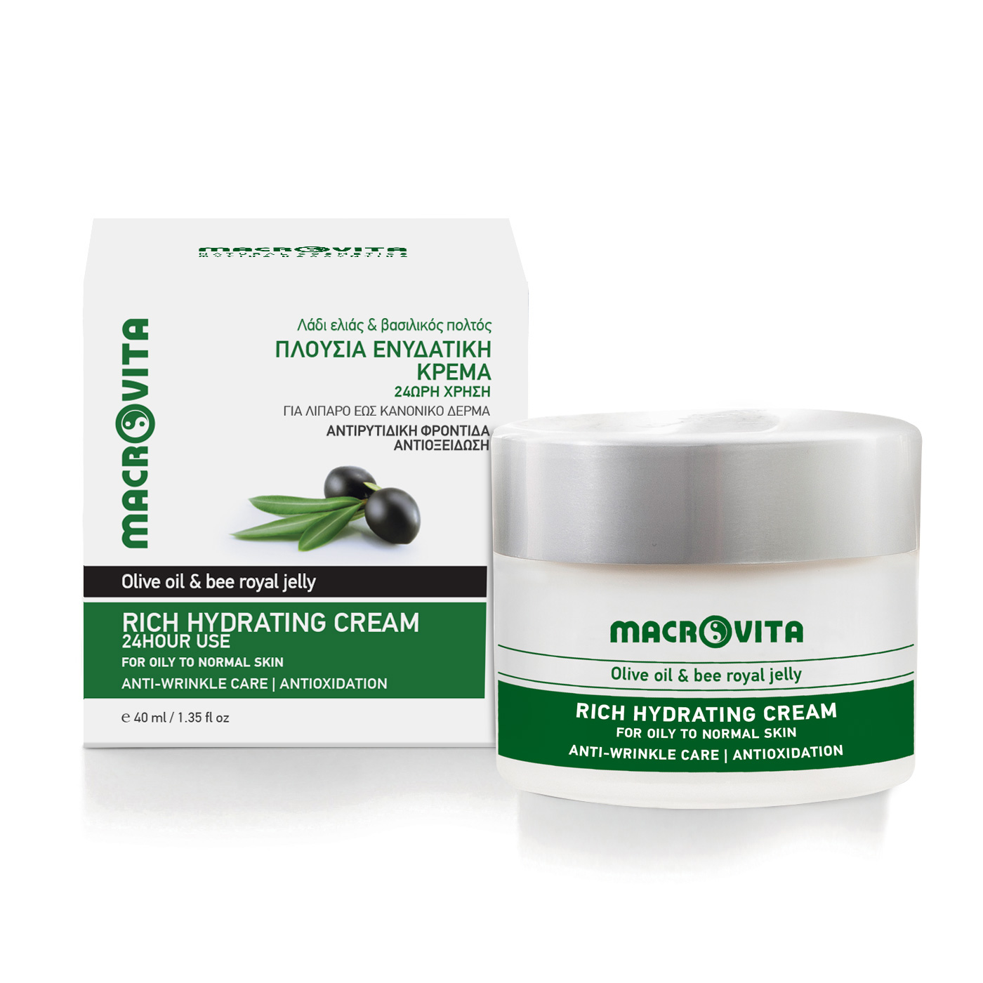Macrovita Olive Oil Rich hydrating cream-oily to normal skin - Hydratačný krém na tvár na mastnú až normálnu pokožku  40 ml