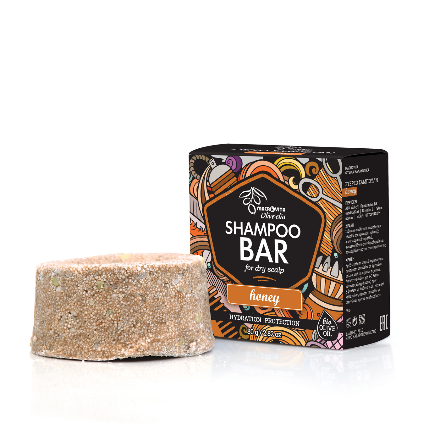 Macrovita Olive-Elia Shampoo Bar for Dry Scalp Honey - Tuhý šampón pre suchú pokožku s medom  80 g