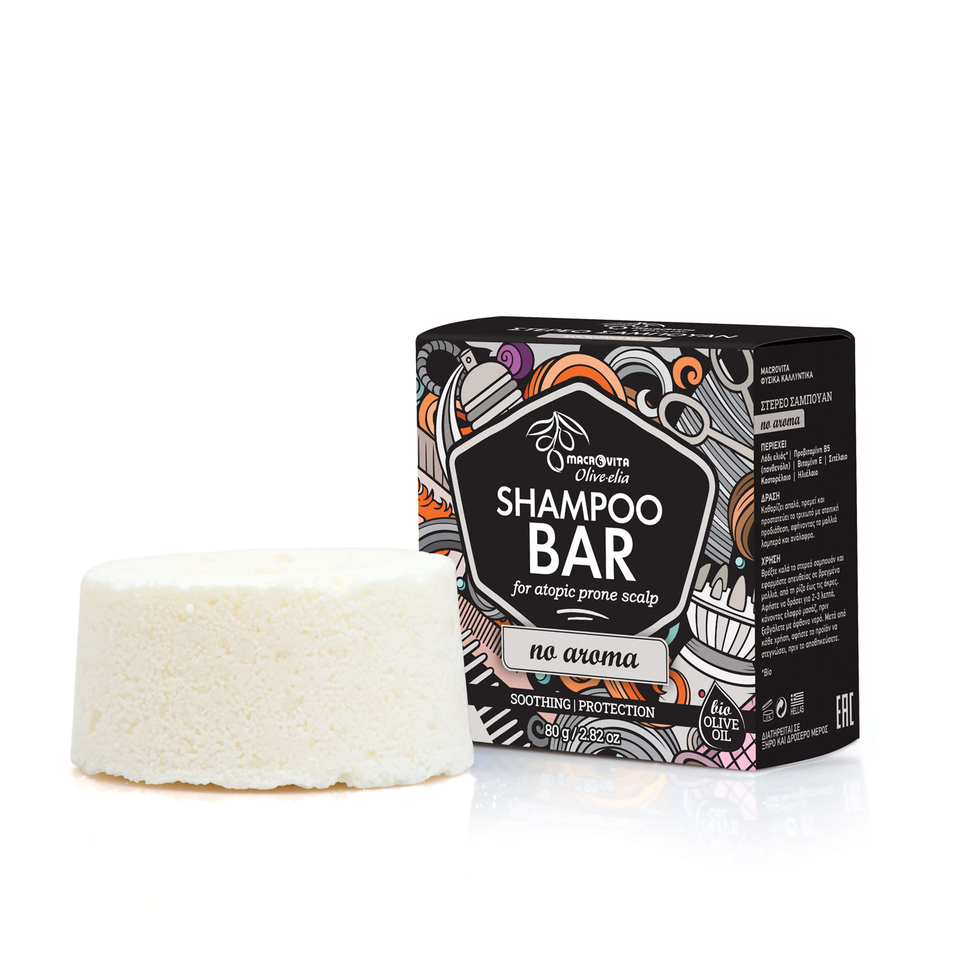 Macrovita Olive-Elia Shampoo Bar for Atopic Prone Scalp No aroma - Tuhý šampón pre atopickú pokožku bez vône  80 g