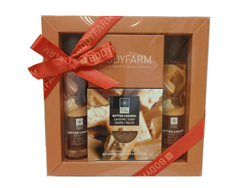 BodyFarm Mini gift set Butter caramel  -  Mini darčekový set s karamelovým maslom  50 ml + 50 ml + 110 ml