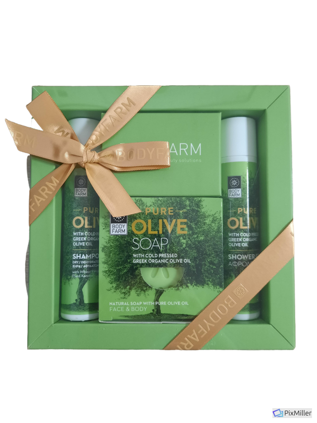 Bodyfarm Pure Olive MINI GIFT SET- Mini darčekový set s mydlom I  50 ml + 50 ml + 110 g