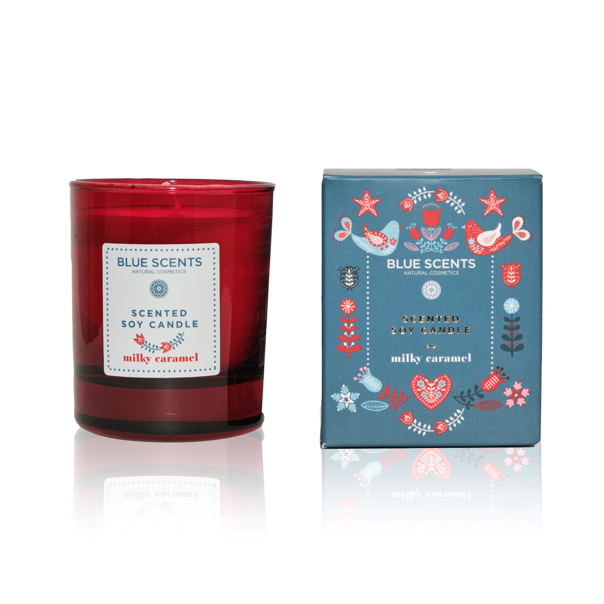 Blue Scents Soy candle milky caramel -  Sójová sviečka s vôňou  mliečneho karamelu 145 gr