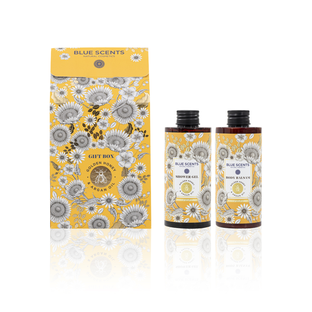Blue Scents Gift box golden honey & argan oil - Darčekový box s medom a arganovým olejom  300 ml + 300 ml