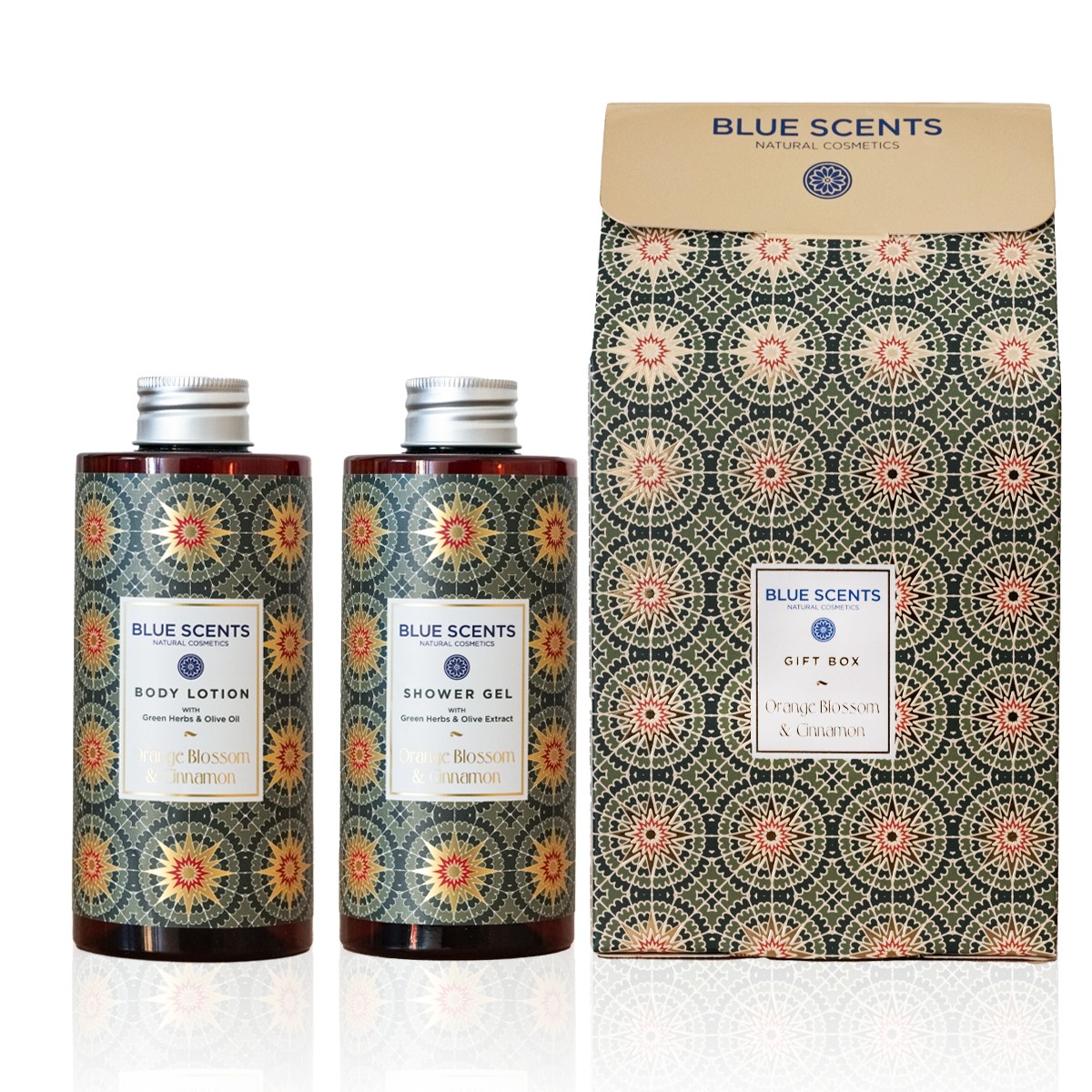 Blue Scents Gift Box Orange Blossom & Cinnamon  - Darčekový box s tmavou čerešňou 300 ml + 300 ml