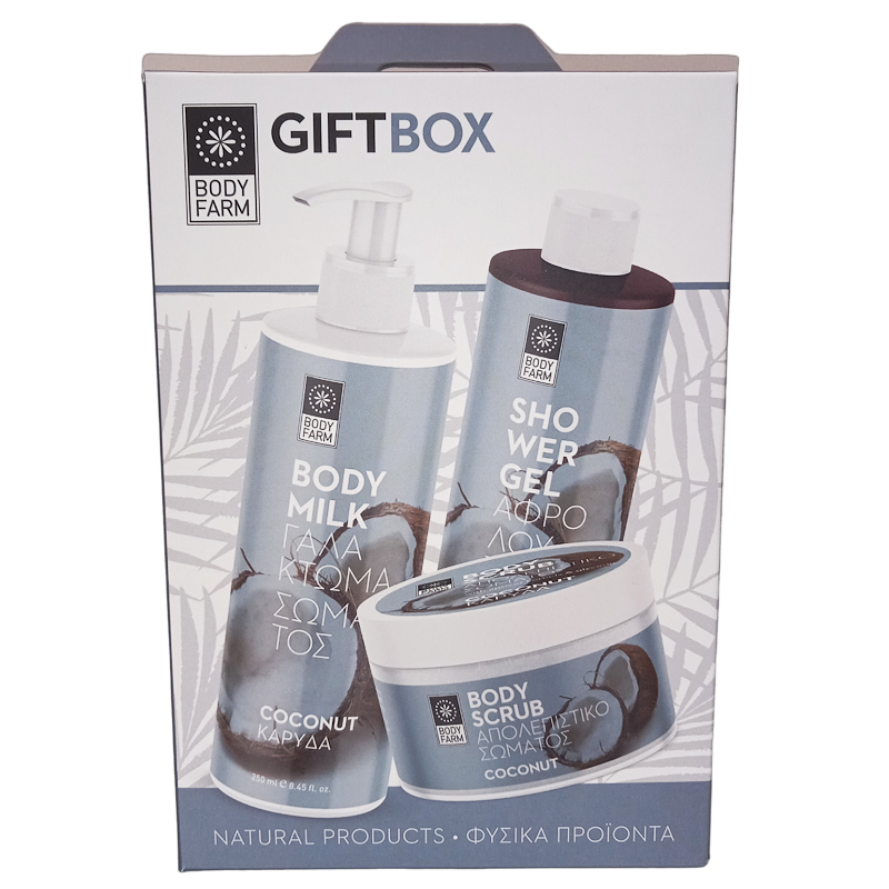 BodyFarm Gift box coconut (SG + BM + BS) - Darčekový box s kokosom  250 ml + 250 ml + 200 ml