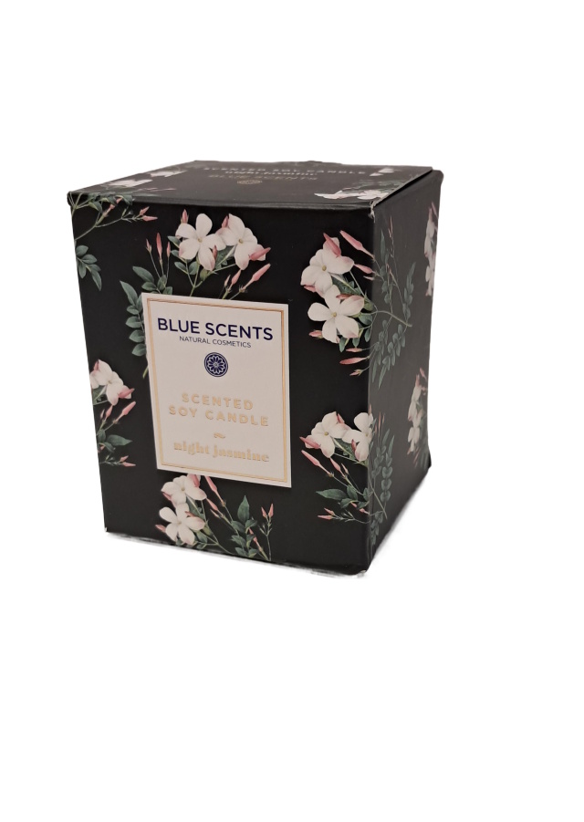Blue Scents Soy candle night jasmine -  Sójová sviečka s vôňou nočného jazmínu 145 gr