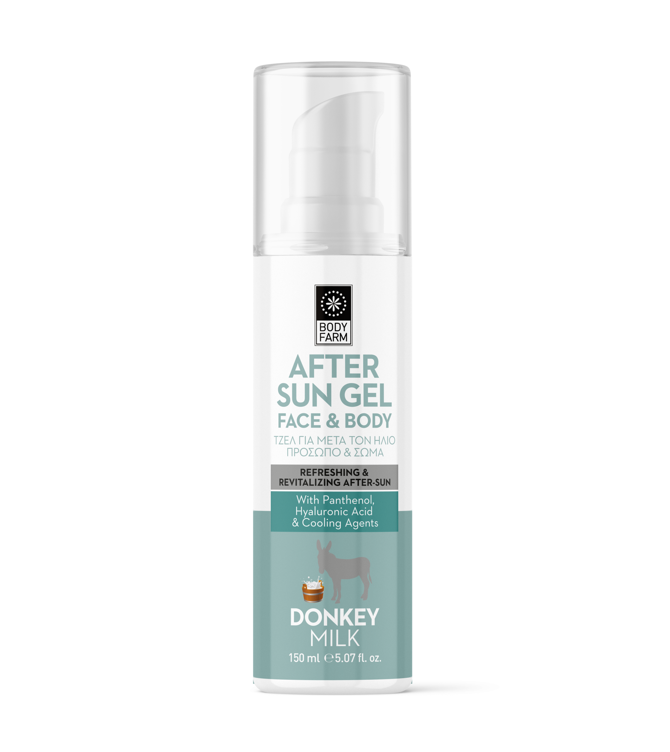 BodyFarm Donkey milk After sun gel for face & body - Gél po opaľovaní na tvár a telo  150 ml