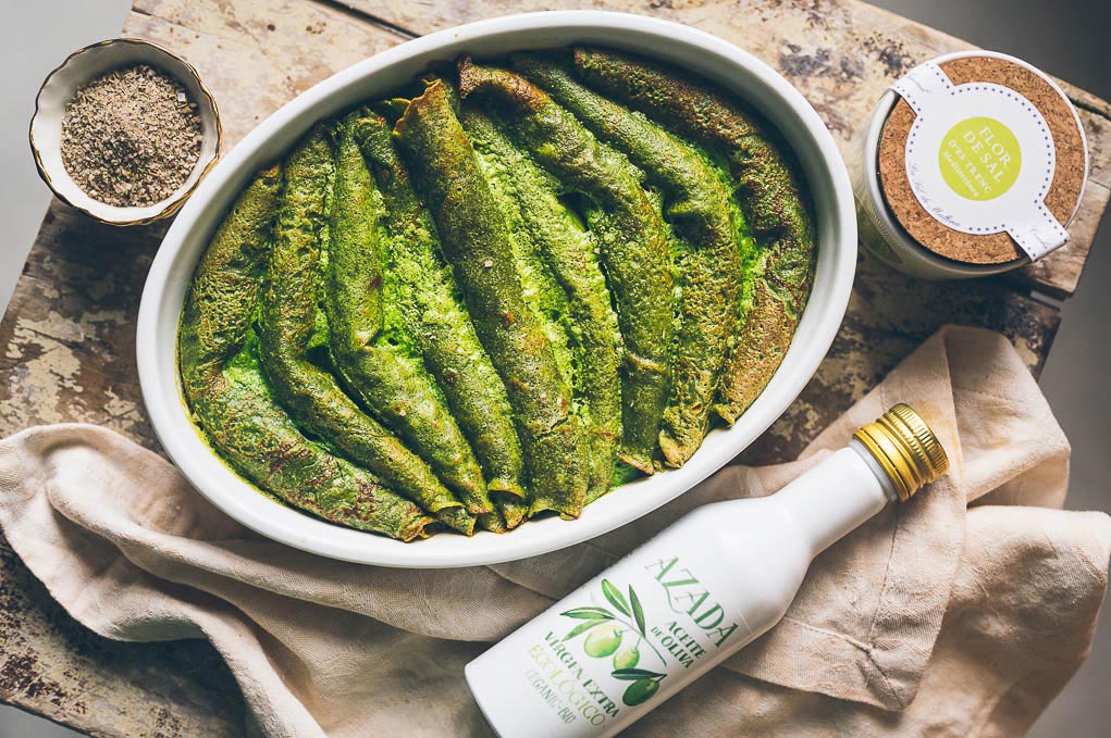 Špenátové palačinky s náplní ze sušených rajčat