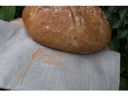 Ľanové vrecúško na chlebík s motívom Zlaté klasy Vrecko na chlieb 6