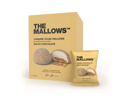 The Mallows - KARAMELOM PLNENÉ MALLOWS, Dulce čokoláda a vločky morskej soli Maldon, 5x18g, 90g