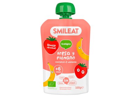 SMILEAT - Ovocná kapsička jahody a banán, BIO 100g