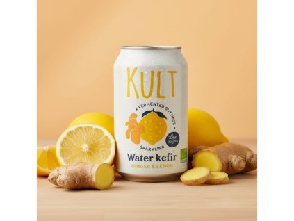 Kult Kefír Vodná kefírová limonáda Zázvor a citrón, BIO 330ml