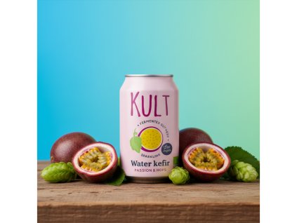 Kult Kefír Vodná kefírová limonáda Marakuja a Chmeľ, BIO 330ml