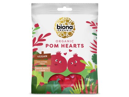 BIONA - Gumené cukríky SRDCIA Z GRANÁTOVÉHO JABLKA, BIO 75g
