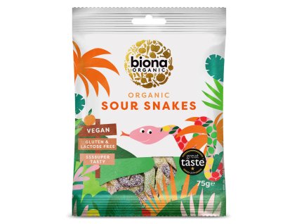 BIONA - Gumené cukríky KYSLÉ HADÍKY, BIO 75g