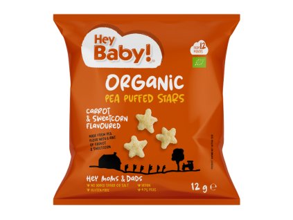 heybaby hraskove chrumky s mrkvou a kukuricou bio 12g
