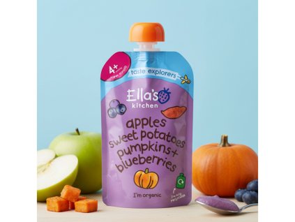 ella s kitchen ovocna kapsicka sladke zemiaky tekvica jablka a cucoriedky bio 120g