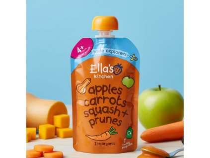 ella s kitchen ovocna kapsicka maslova tekvica mrkva jablka a susene slivky bio 120 g