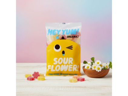 HEY YUM – Gumové cukríky kyslé kvetinky, BIO 100 g