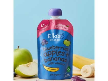 ella s kitchen ovocna kapsicka cucoriedky jablka banany a vanilka bio 120g