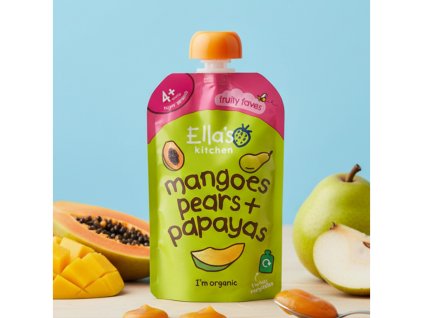 ella s kitchen ovocna kapsicka mango hrusky a papaja bio 120g