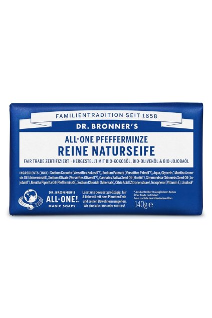 49692 dr bronner s peppermint pure catile bar mydlo 140 gr