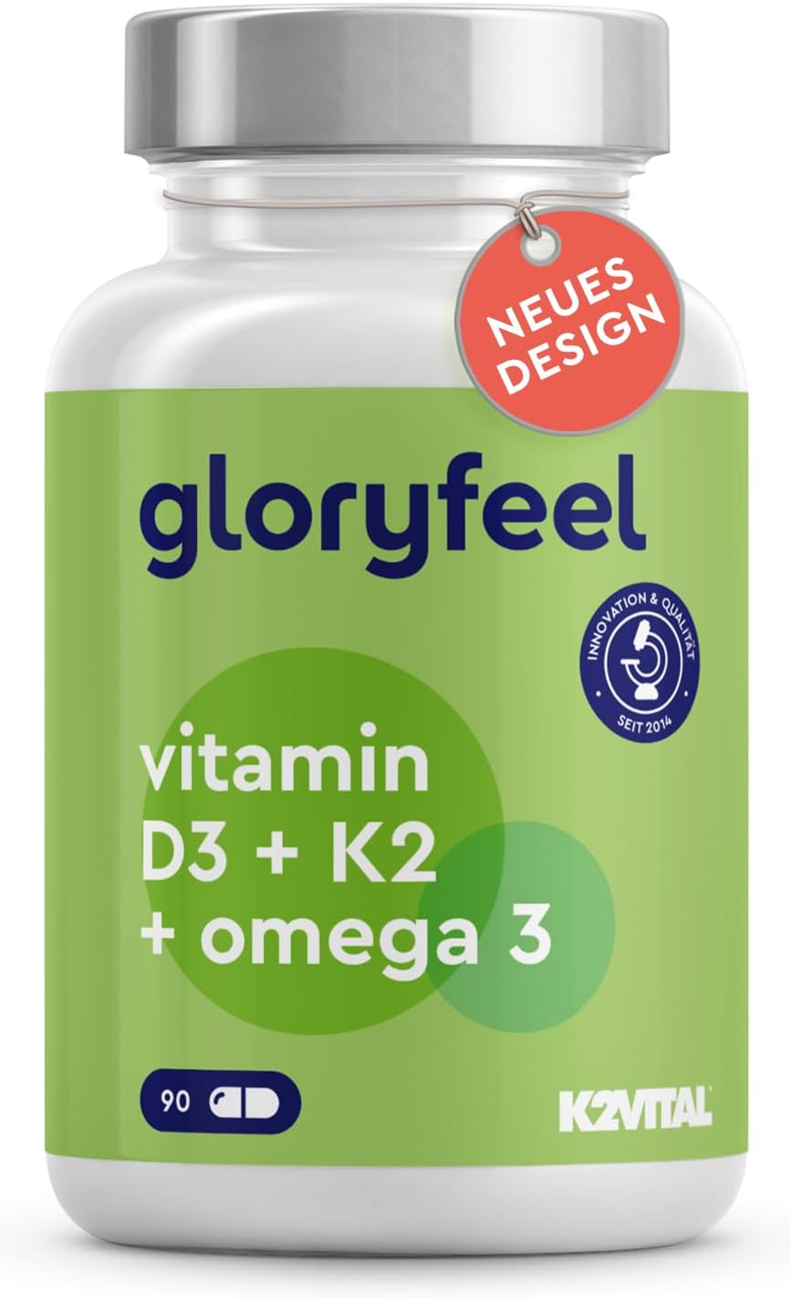 Gloryfeel, D3 K2- és Omega 3-vitamin, 90 kapszula