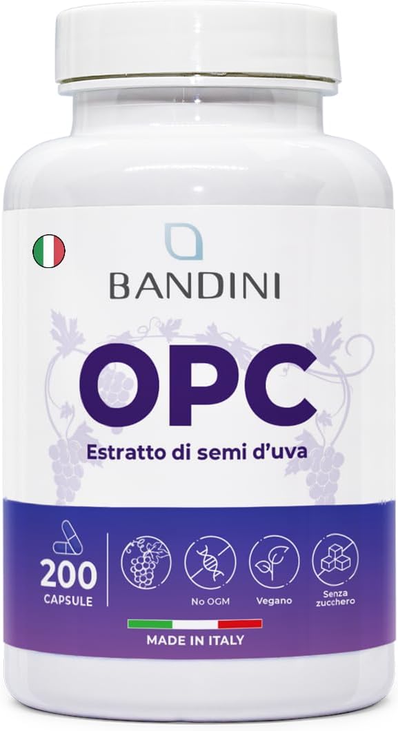 Bandini® OPC-kiegészítő (95%) Szőlőmag kivonat Resveratrol C-vitaminnal - 200 kapszula