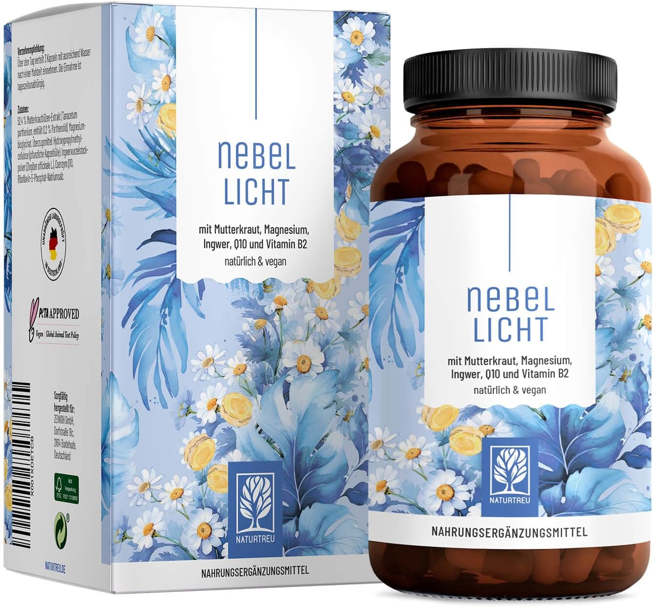 NATURTREU ködlámpa - Motherwort komplex, gyömbérrel, magnéziummal, Q10 koenzimmel és B2-vitaminnal, 90 kapszula