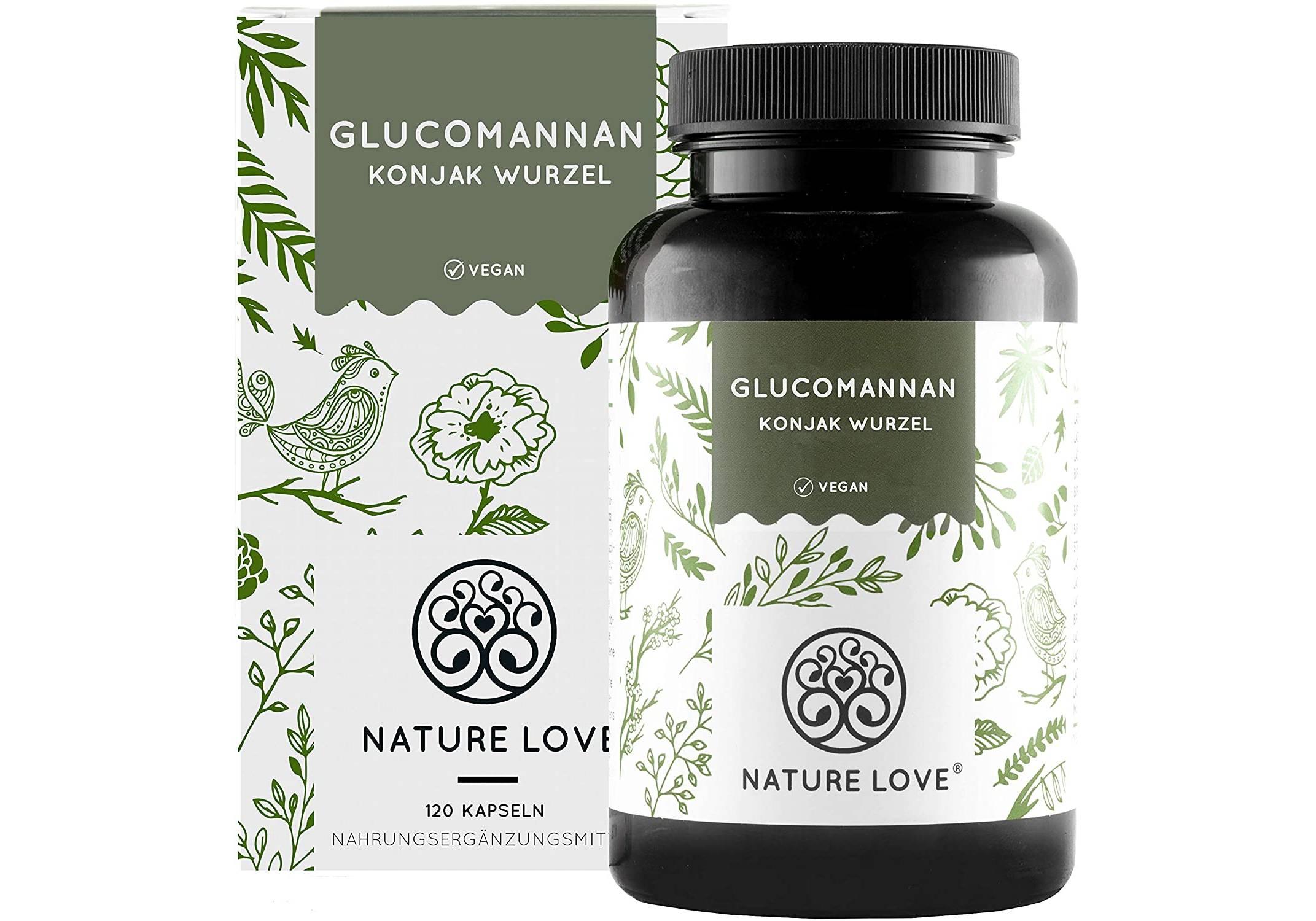 NATURE LOVE Konjac gyökérből származó glükomannán, 120 kapszula
