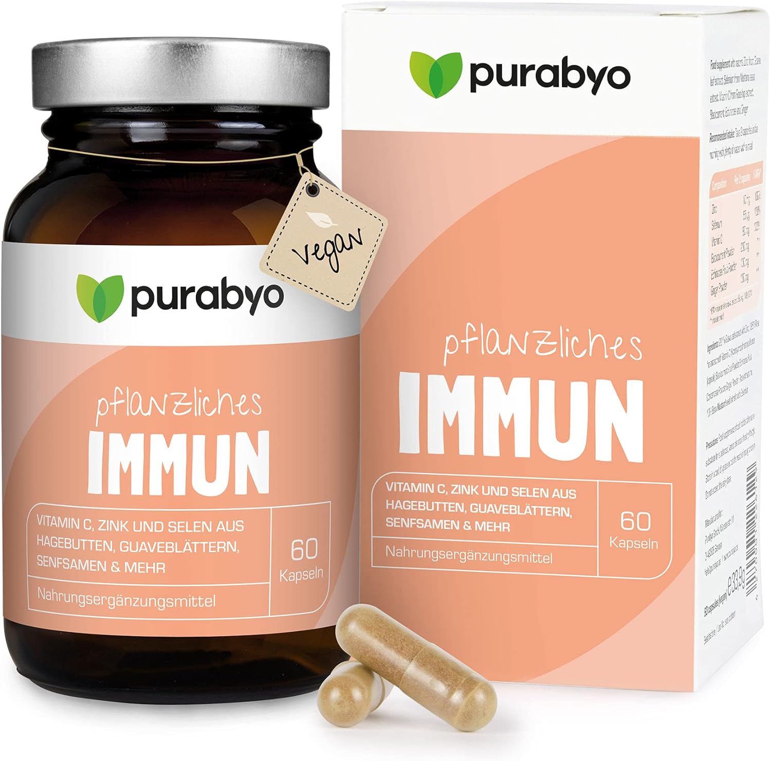 Purabyo Plant vitaminok és nyomelemek az immunrendszerért, 60 kapszula (1 hónapig)