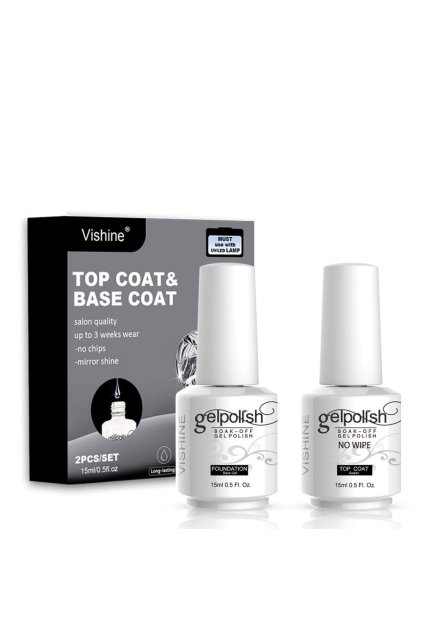 Vishine, podkladový a vrchní gel lak na nehty, 2x15 ml