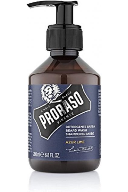Proraso Beard Cleanser Azur Lime, 200 ml, čistící šampon na vousy pro muže s čistícím účinkem pro péči o vousy